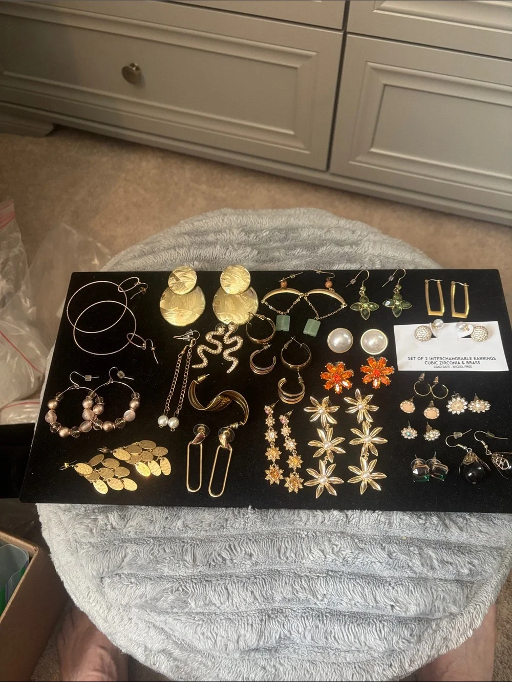 Assorted Gold-Tone Flower and Hoop Earrings Set - Women Jewelry VTN